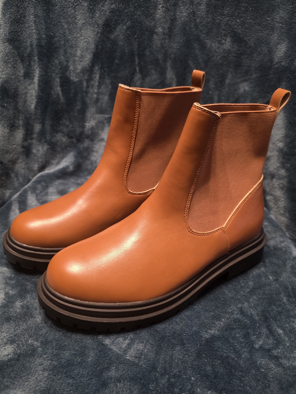 Chase + Chloe Cognac Chelsea Platform Booties